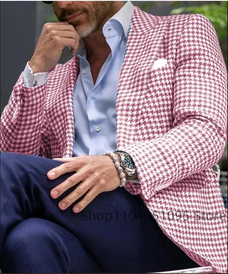 Nuevo comercio exterior transfronterizo primavera y otoño impresión digital reticular hombre traje casual traje casual chaqueta