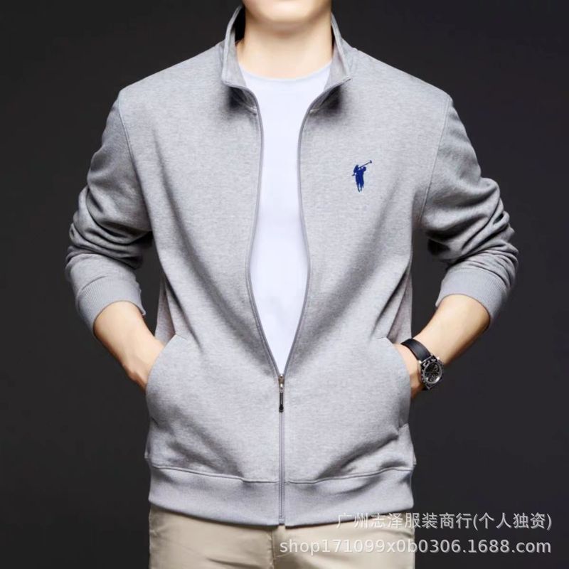 外贸跨境保罗LF小马标刺绣女立领长袖纯棉开衫宽松休闲男卫衣潮|undefined