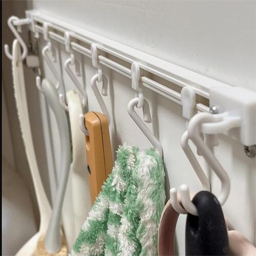 Track wall hook cabinet hooks kitchen shelf hooks sliding S hooks multi-functional hooks no-drilling long strip adhesive hooks