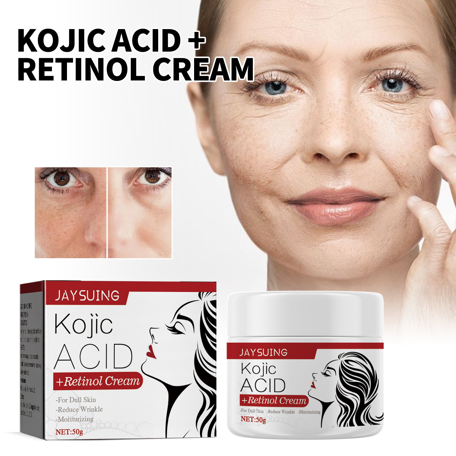 Jayswing Retinol posvetli mozolje in gube, pomaga učvrstiti, vlaži in deluje proti staranju kreme za obraz_voghion.com
