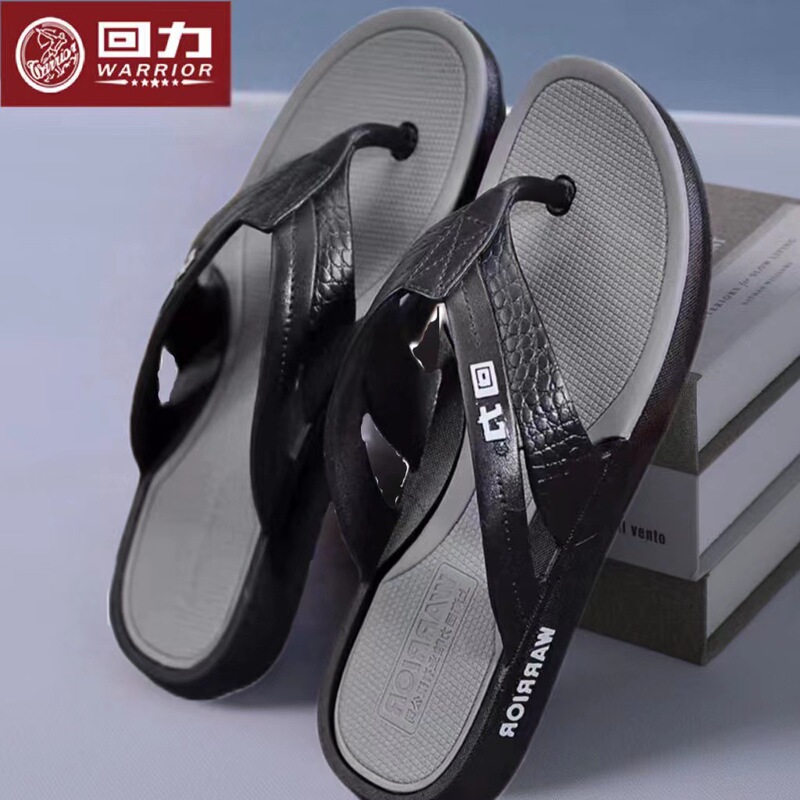 Warrior flip flops men's summer indoor and outdoor toe clip slippers beach shoes non-slip deodorant bathroom slippers wholesale
