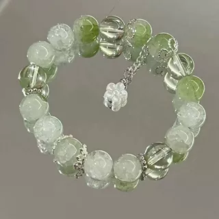 爆款小苍兰柠檬碎花手链超仙显白绿色碎花手串闺蜜学生手饰