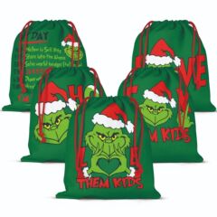 速売通アマゾンアニメgrinchクリスマスグリーン奇両面プリント新年プレゼント袋ポケット麻布