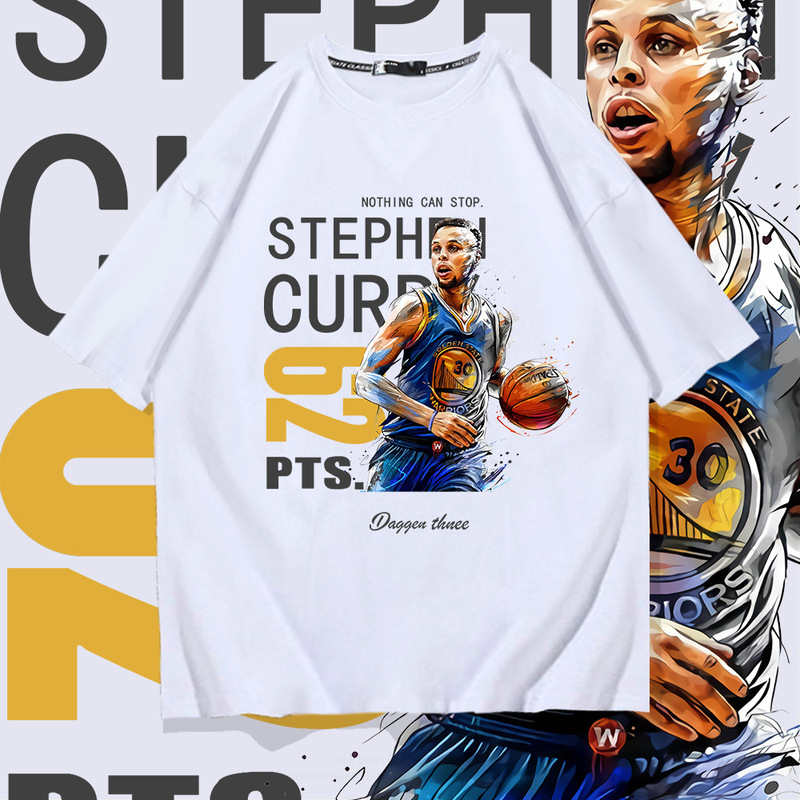 Golden State Warriors Curry 30 Short-sleeved T-shirt Summer Youth Students Basketball Fashion Brand Loose Cotton Half-sleeved Top