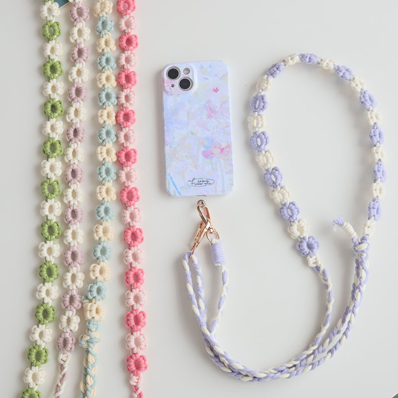 Ins Adjustable Long and Long Mobile Phone Lanyard Woven Flower Bag Strap Certificate Neck Hanging Chain Crossover Mobile Phone Chain for Women Ins Adjustable Long and Long Mobile Phone Lanyard Woven Flower Bag Strap Certificate Neck Hanging Chain Crossover Mobile Phone Chain for Women