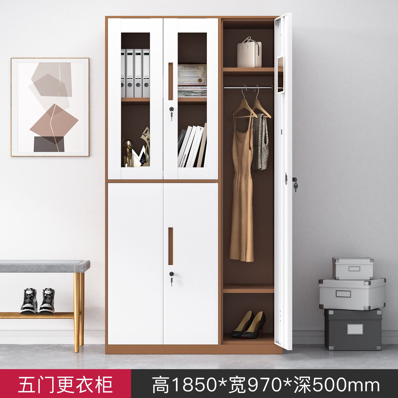 Armario de acero de borde estrecho color de dormitorio de personal armario de almacenamiento grueso baño gimnasio con cerradura cajón de armario