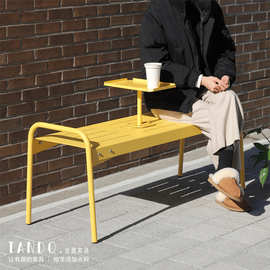 韩国ins户外长凳 铁艺公园长椅庭院咖啡厅健身房休息椅多巴胺彩色