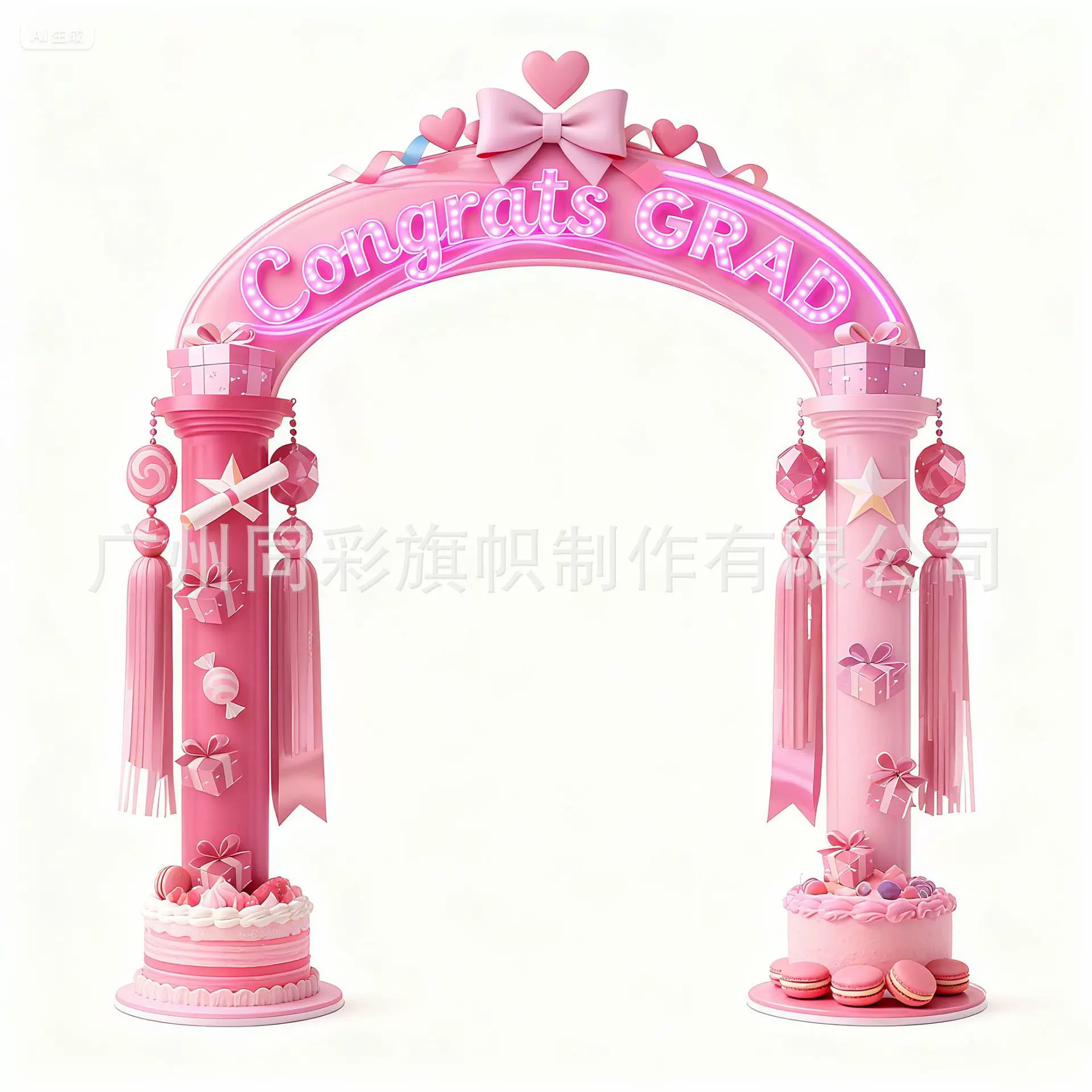 跨境新款加密涤纶面料背景布异形切割旗帜激光切割毕业季异形旗帜