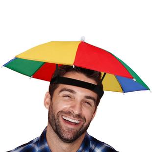 Rainbow Umbrella Hat Hat Outdoor Activity Складывание солнечного зонтика
