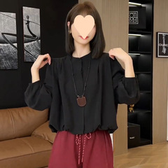 欧货简约时尚洋气长袖圆领衬衫女士秋季2025新款气质宽松显瘦衬衣
