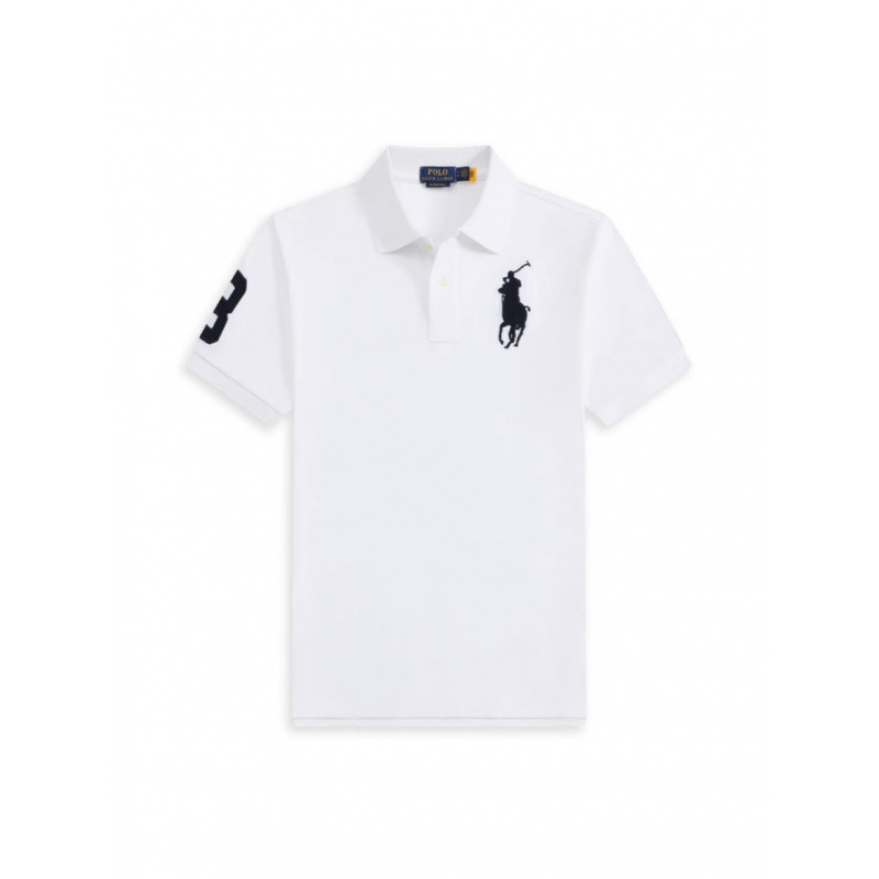 Cross-Border Rl Polo Shirt for Men with Malaysian Logo Embroidery, Collared Polo Shirt, Short-Sleeved Summer Solid Color T-Shirt