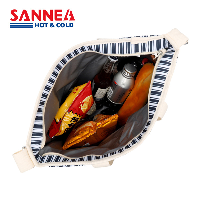 Bolsa de aislamiento con estampado de playa de Amazon Bolsa de hielo de tela Oxford para exteriores portátil Bolsa de bento de almuerzo fresco para estudiantes en stock