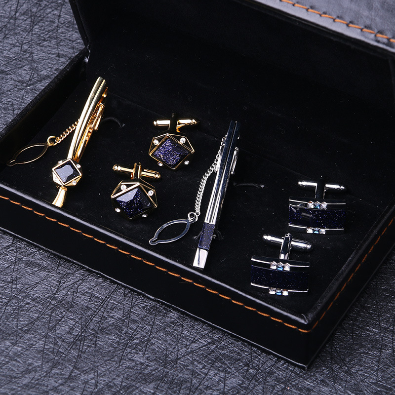Men's Business 2-Piece Tie Clip Cufflinks Set French Shirt Cuff Nail Cuff Nail Suit Tie Pin Clip Pin