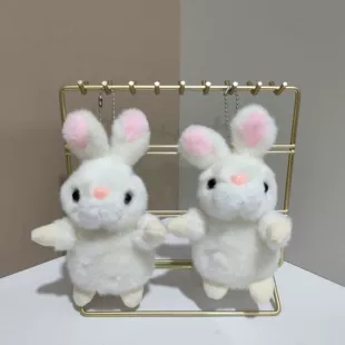Мягкая игрушка белый зайчик и мишка подвеска на сумку