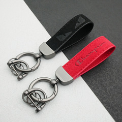 Sheepskin Car Keychain Hook Zinc Alloy Spring Ring Key Holder Car Logo LOGO Leather Key Chain Wholesale