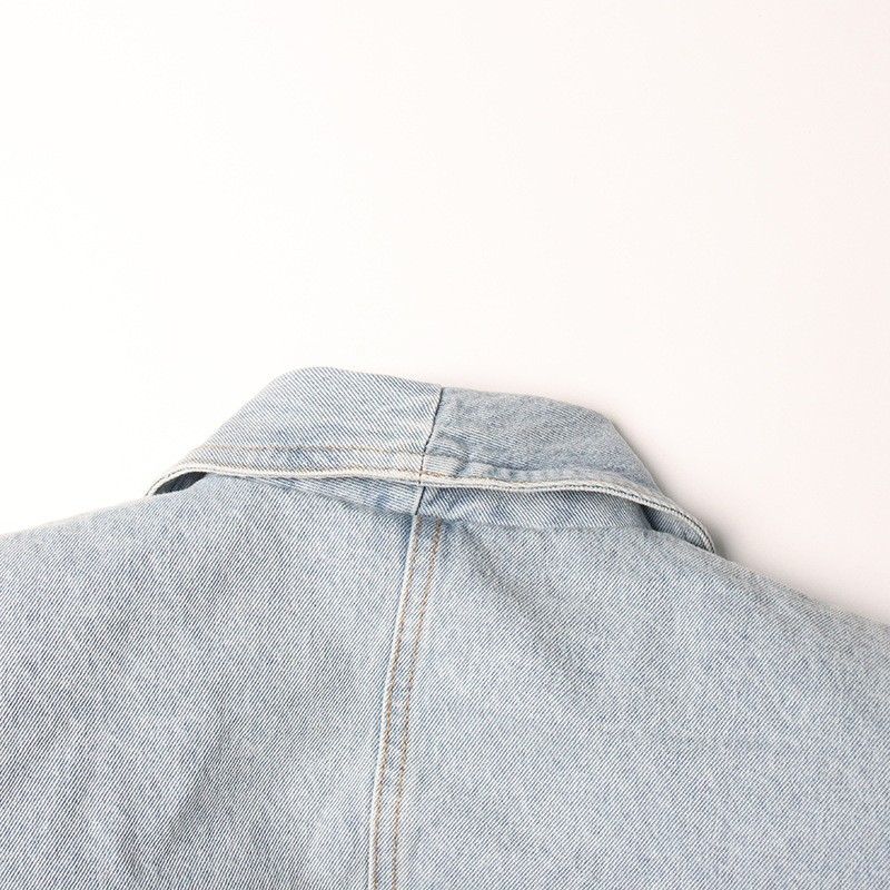 Personality Short Cropped Outfit Slimming Denim Top Hip Wrapped Skirt Diamond Embedded Denim Suit Women