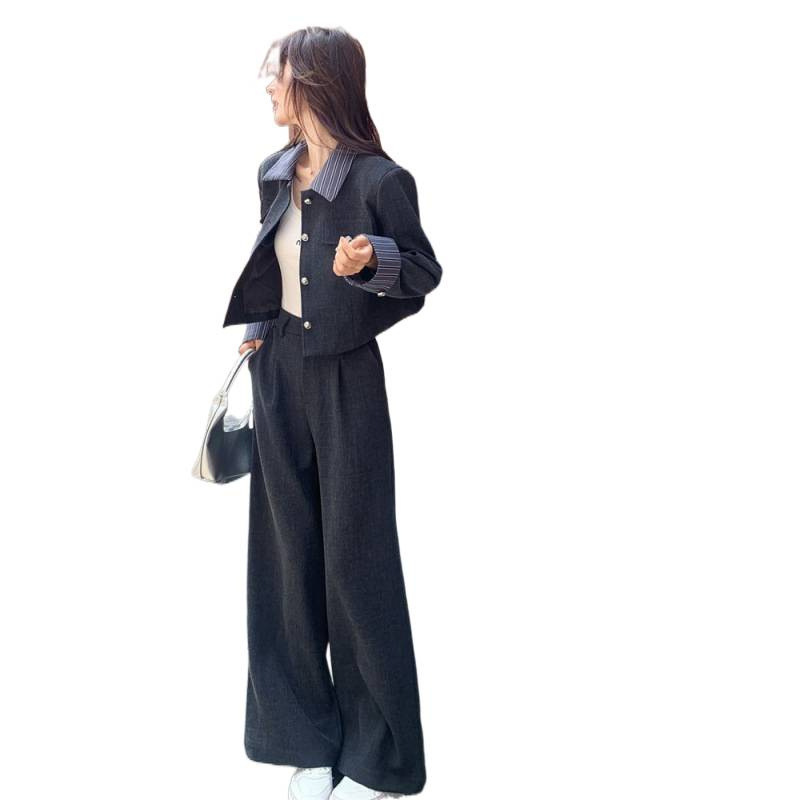 韩系灰色西装套装女春季流行盐系又又飒西服两件套穿搭爆款|undefined