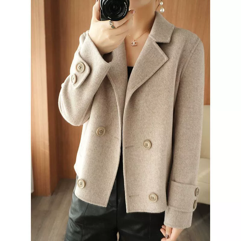 2025 весна и осень новые односторонние шерстяные пальто женские короткие модные повседневные маленькие костюмы шерстяные пальто короткие