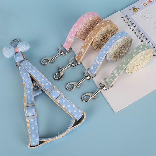 Pet Dog Cartoon Leash Anti-Escape Teddy Bichon Chest Back Dog Walking Chain Outdoor Breathable Pet Supplies