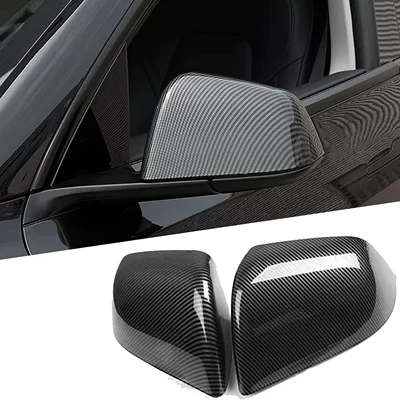 Suitable for 2019-2024 Tesla Model Y/3 rearview mirror cover modification shell carbon fiber protective cover decorative accessories