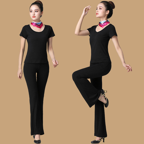 Body suit suit, women's etiquette training, catwalk, slim round neck, boot-cut pants, practice suit, performance suit, dance suit