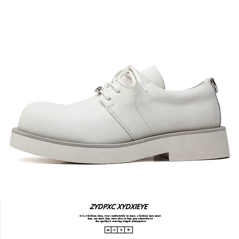 Британская обувь Микки Дерби Мужская мода модная повседневная кожаная обувь Белая модная мужская обувь с толстой подошной высокой мужской обувью