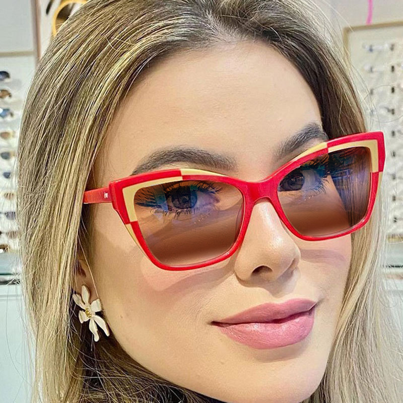 Nuevas gafas de sol para exteriores con ojos de gato en contraste de color transfronterizo