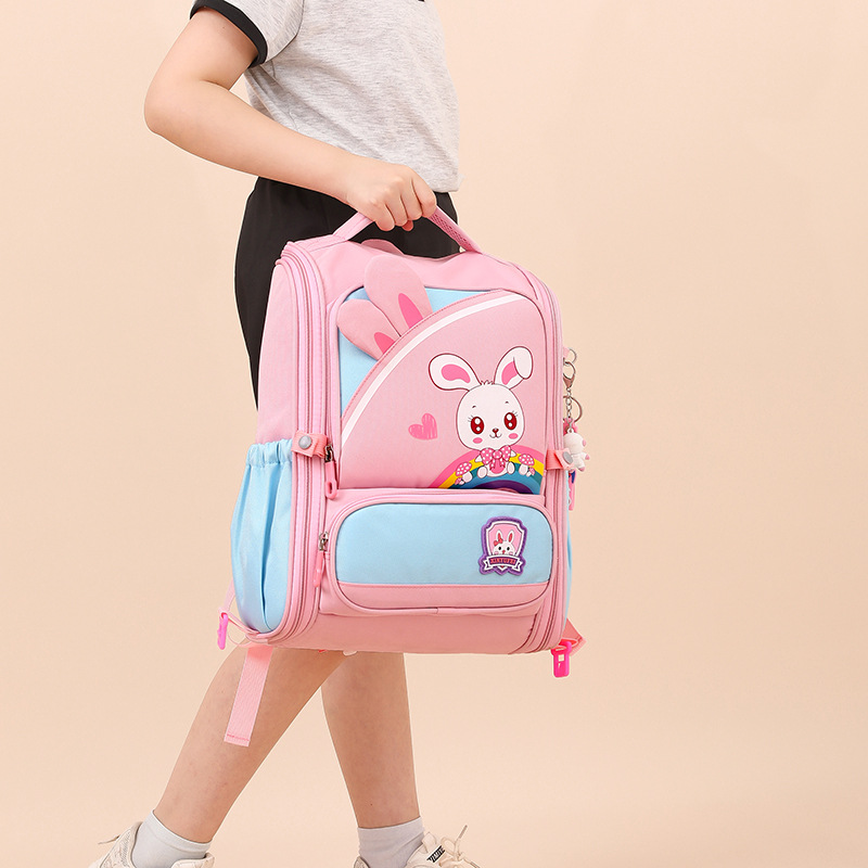 Mochila escolar con barra de tracción transfronteriza estudiantes de grado 2-45 niños y niñas de gran capacidad dibujos animados lindo subir escaleras de doble propósito hombros