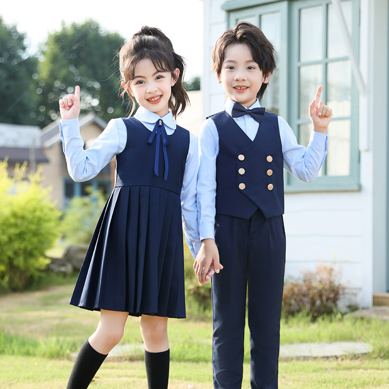 Conjunto de uniforme escolar de jardín de infantes, nuevos productos de otoño, vestidos de niña, uniformes de jardín de la escuela primaria, uniformes de clase de coro de estilo universitario para hombres y mujeres