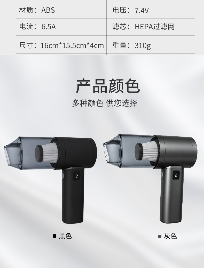 Car Vacuum Cleaner with Super Powerful Suction, Wireless Handheld, Small and Portable, Designed for Cars, with Suction and Blowing Functions