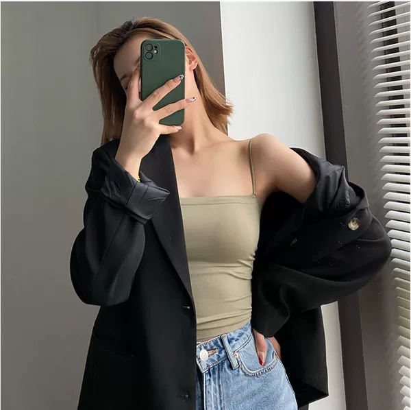 Independent Pack Korean-Style Beautiful Back Camisole with Built-In Bra Pads, Integrated Chest Wrap Tank Top for Outerwear