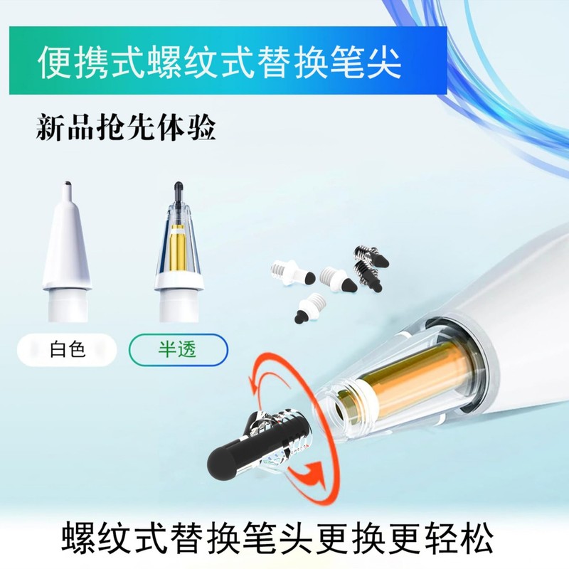 Apple Pencilに適しています。交換可能で取り外し可能なペン先、ペン先の減衰、静音ペン先、滑り止め、紙のようなフィルム。|undefined