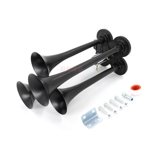 12V/24V Aluminum Alloy Black Four-Tube Air Horn 35/29cm Long Tube Four-Tube Cross-Border Hot-Selling Manufacturer