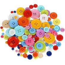 彩色四眼细边塑料纽扣花手工DIY糖果色扣幼儿园创意纽扣画材料包