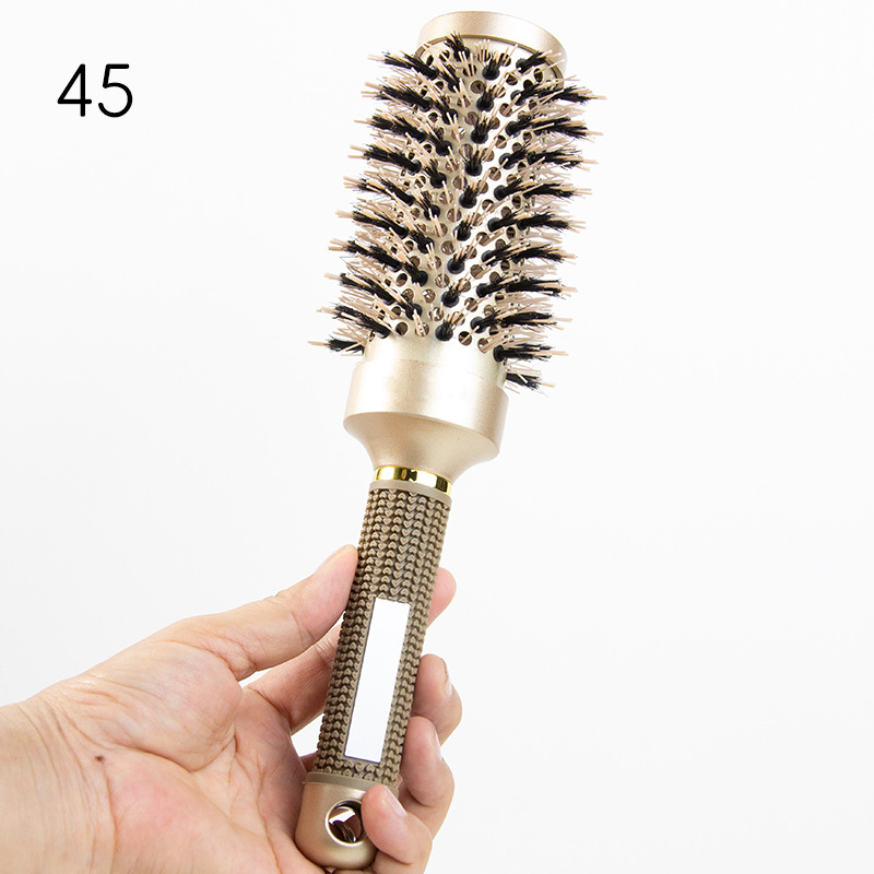 Suministro directo de fábrica forma de salón de pelo rizado rodillo peine tubo de aluminio conductivo térmico peine de cerámica peine del pelo peine de nylon de oro tubo de aluminio