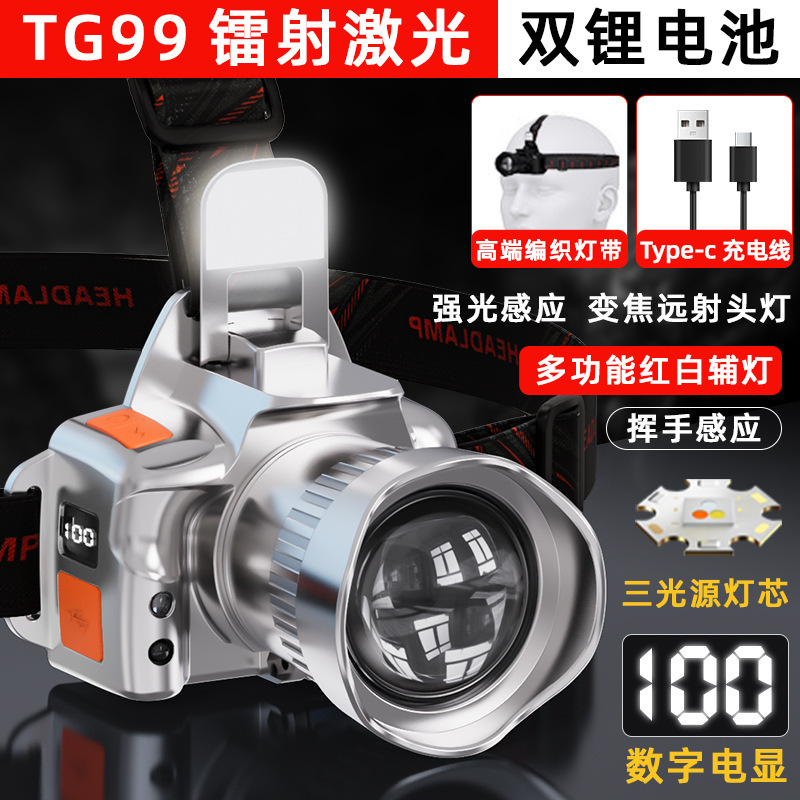 Nueva cámara de luz alta iluminación de luz inductiva del usuario de iluminación remota del hogar iluminación de cabeza pesca de noche pesca de noche