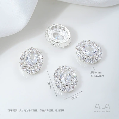 Zərgərlik ara hissələri: Zircon Round Water Drop - z448-11-c-model-bright-silver-white-zirconium-1-piece