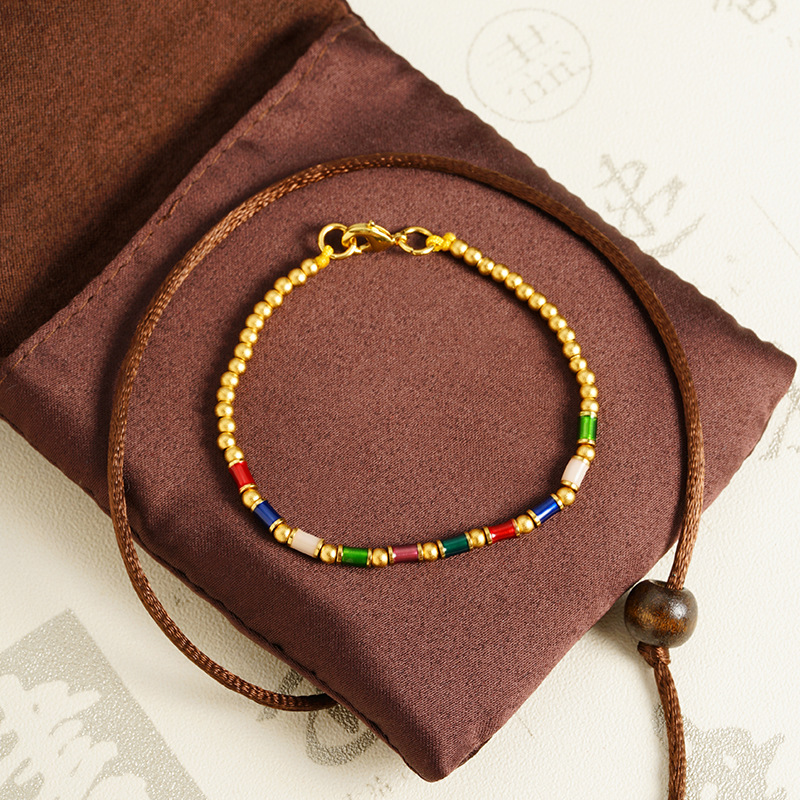 Nuevos productos de oro de arena de Vietnam colorido brazalete de estilo bohemio de piedra natural pulsera de lujo ligero para mujeres fabricantes de alta calidad