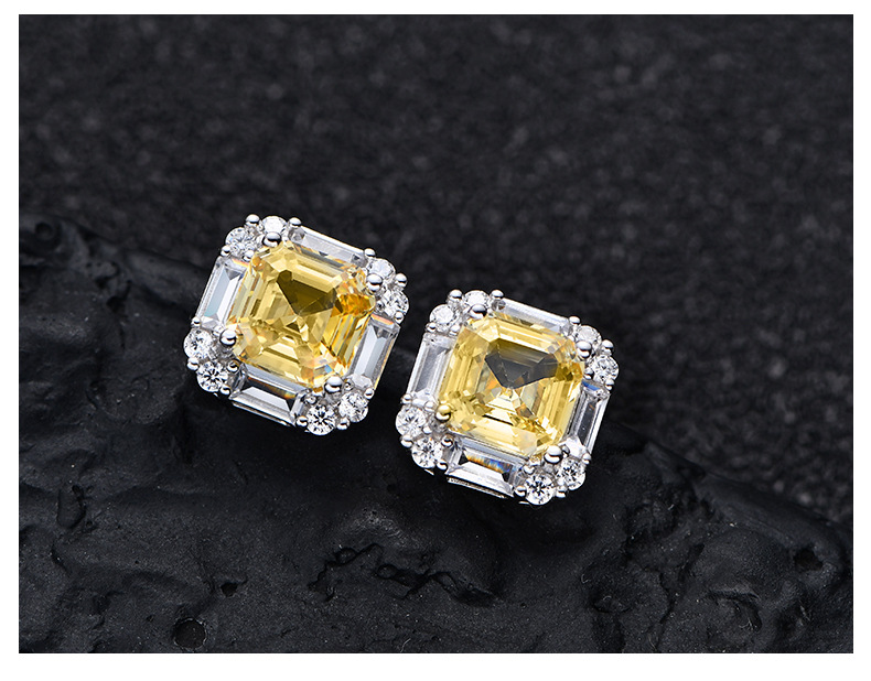 Ear Studs Classification 925 Sterling Silver Artificial Gemstones Geometric Ear Studs