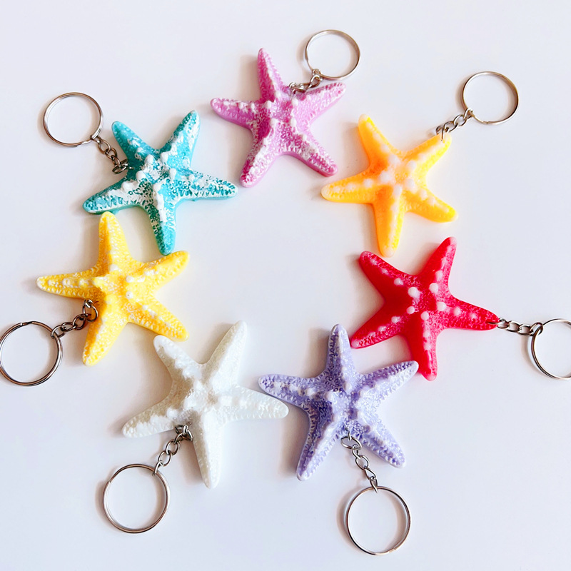 Simulación creativa resina Starfish Shell llavero ornamento bolsa colgante Regalo De vacaciones turístico Scenic Spot regalo