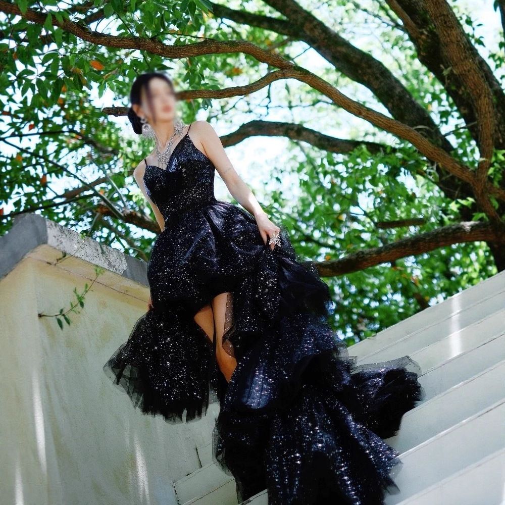 Black Evening Dress Banquet High-End Host Piano Performance Adult Ceremony Birthday Party Princess Dress Elegant