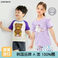 Unifriend Детская пижама Набор для девочек Домашняя одежда хлопок хлопок мужской ребенок пижама бамбуковый хлопок с короткими рукавами класса А