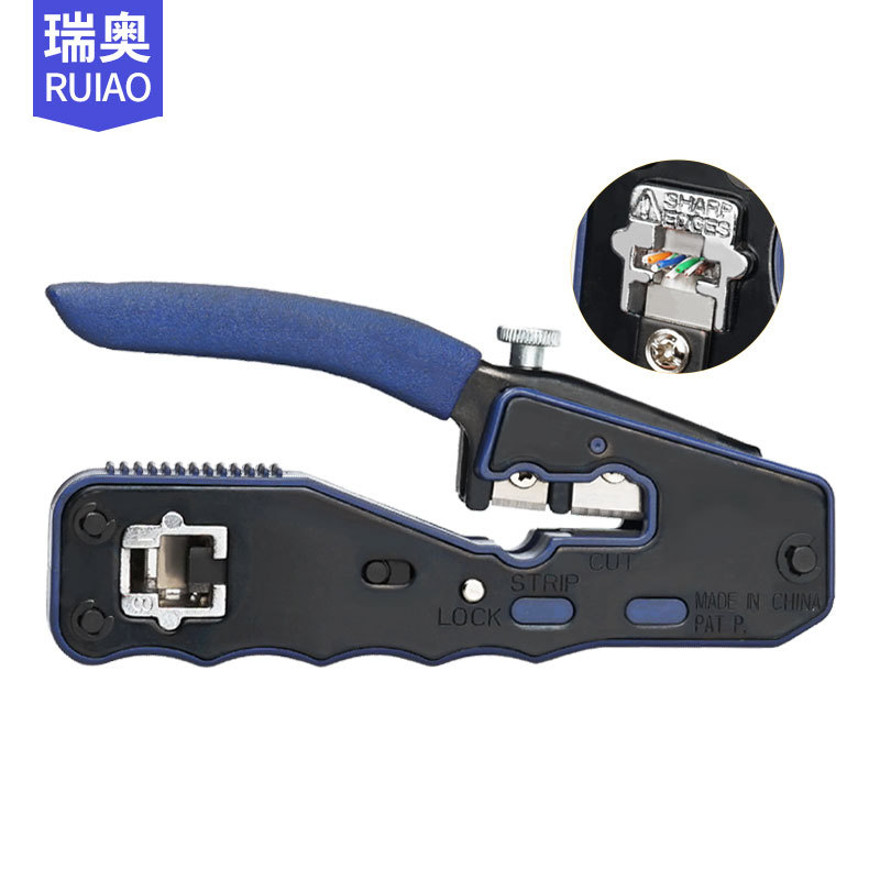 跨境多功能EZ通穿孔水晶头8P可调节网络工具挤压接压线网线钳子