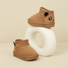 小童磨砂皮雪地靴嬰兒學步鞋秋冬款加絨保暖男童鞋子百搭女童棉鞋