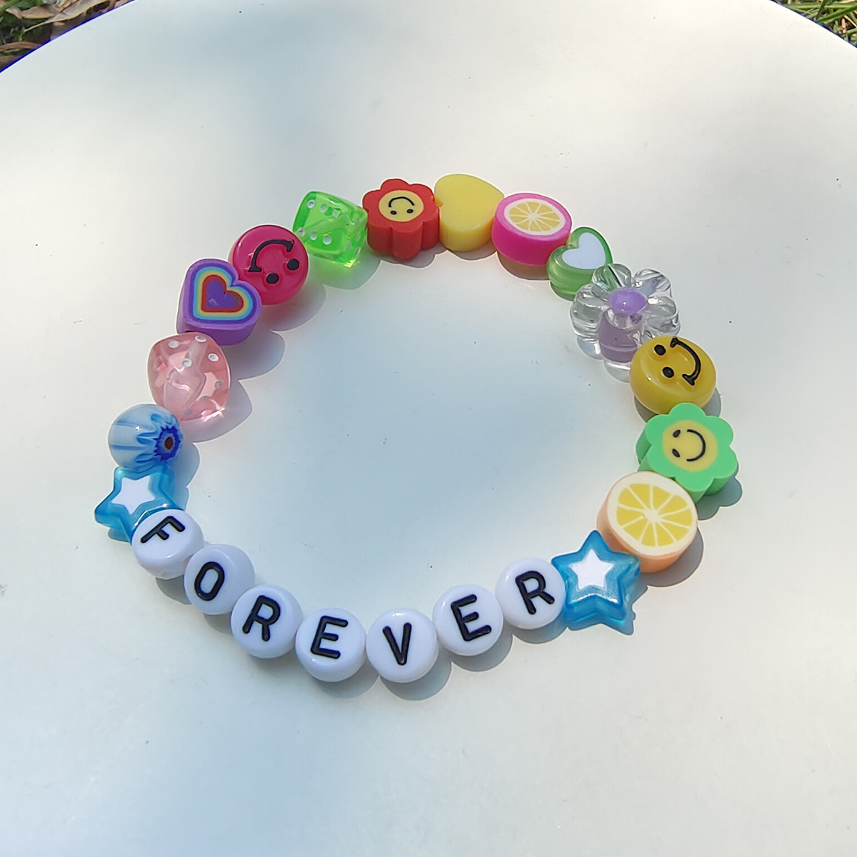 Cute Letter Flower soft clay Beaded Bracelets