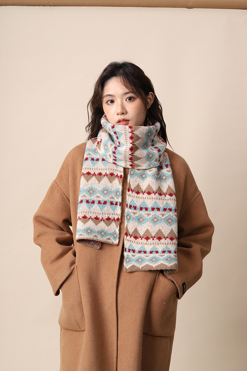 Sciarpa femminile in lana boema ispessita migliorata, stile etnico Xizang, sciarpa autunnale e invernale_voghion.com