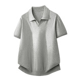 ZF8120-3D简约高智感老钱风短款海鸥领美式休闲针织短袖T恤，男装针织衫/毛衣，星座614