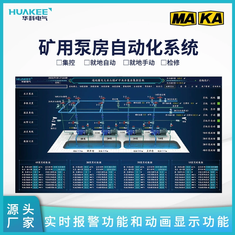 KJ1607 Система мониторинга подземного дренажа угольной шахты с обратной связью в реальном времени, автоматическое управление основным дренажным насосом