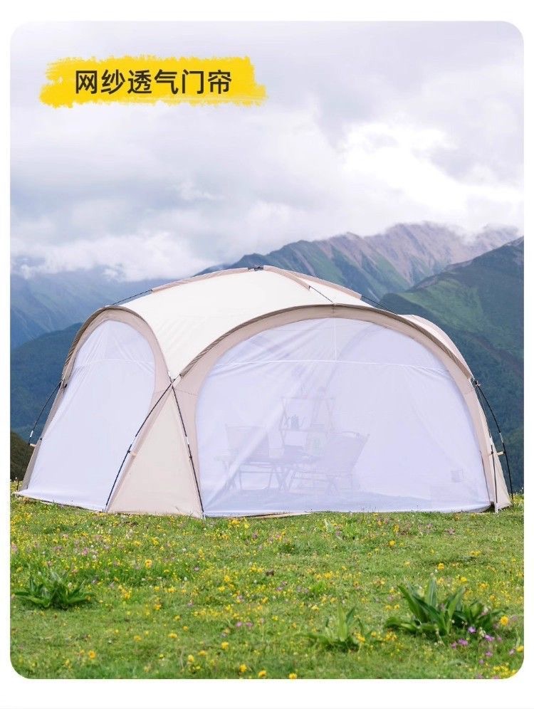 Black Dome Canopy Extra-Large Sunshade Tent for Outdoor Camping, Rainproof Folding Sun Shelter