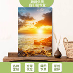 玄关装饰画竖版大海日出风景现代简约走廊过道墙壁画酒店餐厅挂画